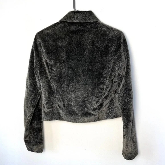 Paul & Joe Steel Grey Faux Fur Pointed Collar Jacket - Picture 3 of 5